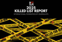128 periodistas y profesionales de los medios de comunicación asesinados en 2025, según el informe anual de la FIP